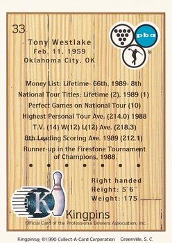 1990 Collect-A-Card Kingpins #33 Tony Westlake Back
